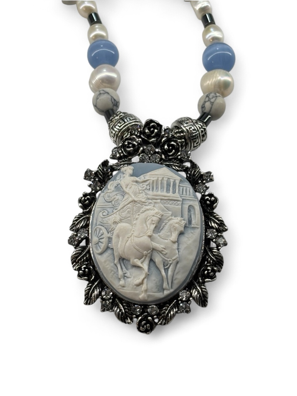 “Chariot of Athena” Cameo Pendant Necklace